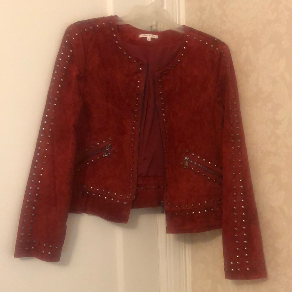 Willow & Clay Studded Genuine Suede Jacket